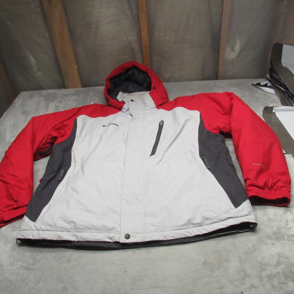 Columbia Snow Jacket Men XL Red Waterproof Insulated Hooded Full Zip Ski Outdoor